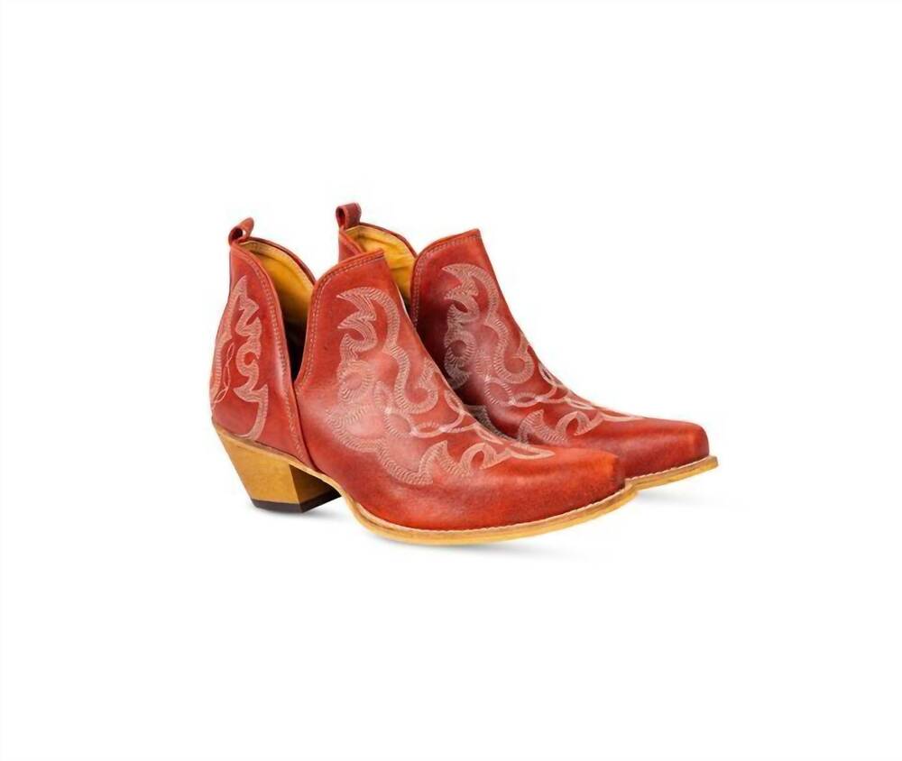 NEW MYRA women's maisie stitched leather boots in red